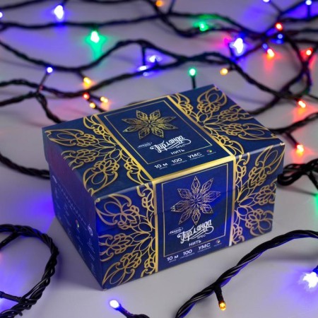Garland "thread" 10 m, IP44, UMS, dark thread, 100 LED, glow of multi, 220 V-2
