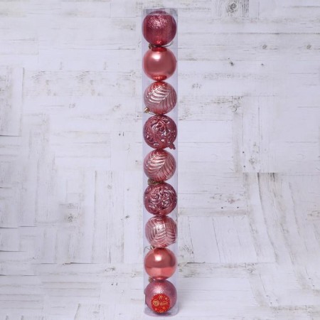 Set of balls Plastic D-8 cm, 9 pcs "Trilate of leaflet"-1