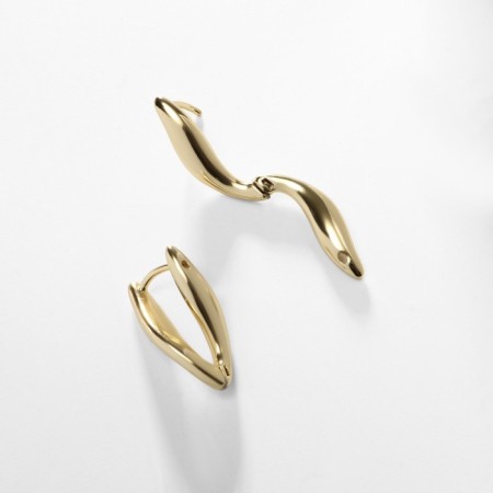 Earrings metal xuping curls bend, color gold-2