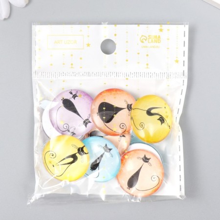Decor (cabochon) for creativity glass "Black cat" mix d = 2.5 cm-3