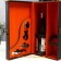 Casket wood, leatherette for 2 bottles "black with orange insert" 4 items 34.5x20x12 cm 51968