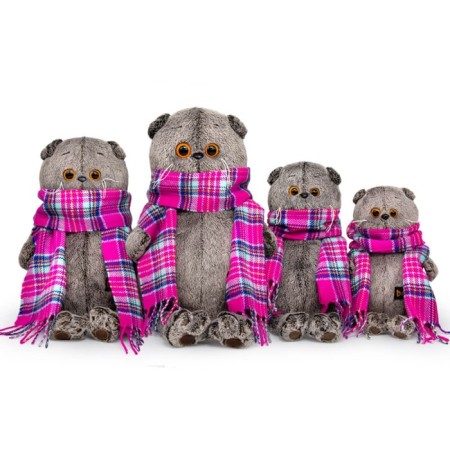 Soft toy "Basik", in a bright pink scarf, 22 cm-5
