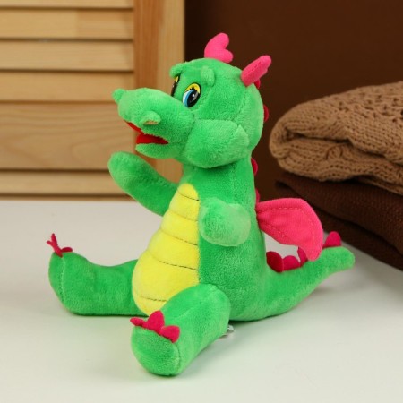 Soft toy "Dragon", with pink wings, 18 cm, green color-2