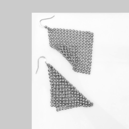 Earrings "Disco" chain mail volumetric, color silver, 8 cm-1