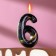 Candle in the Cake "Black Marble", number "6", 5.5 cm
