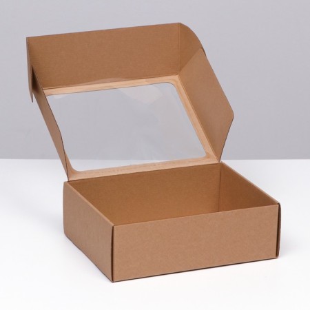 Box with a window, brown, 27 x 21 x 9 cm-2