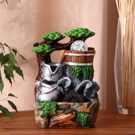 Fountain "Elephants under a tree, buckets" 12x15x24 cm (with backlight)