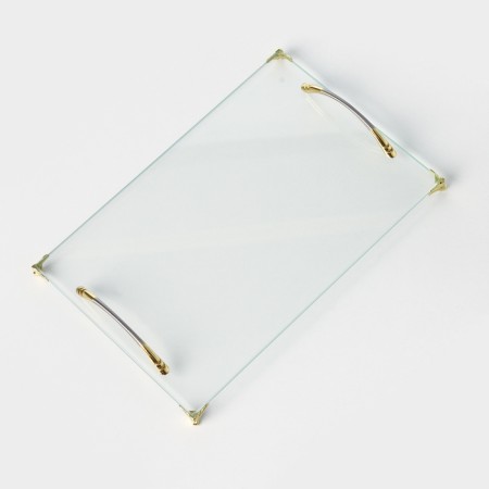 Glass tray with metal handles and legs 20.6 x 30.6 cm-1