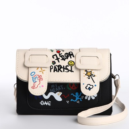 Bag Women's Messoriner, black color with white 18.5*13*8 cm-6