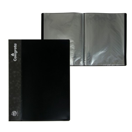 Folder 20 A4 liners, Calligrata, Koreshka pocket, 600 microns, 15 mm black