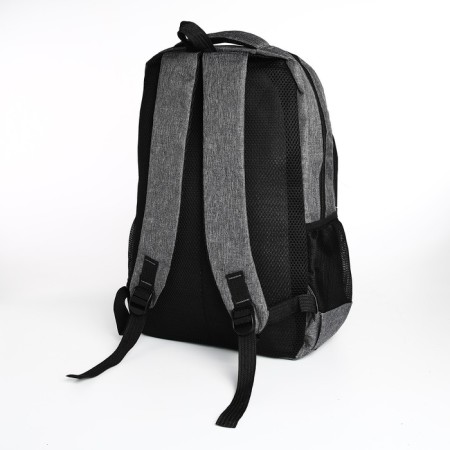 Youth backpack from textiles, 2 departments, 4 pockets, gray color-3
