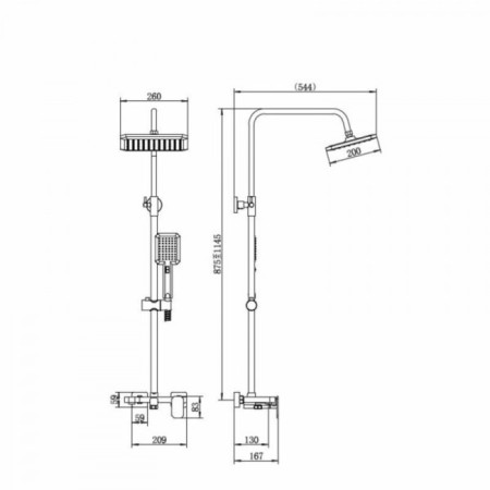 The shower system Fashun A52424-7, lever, tropical shower, shower set, black-1