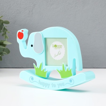 Photo frame plastic 6x6 cm "Elephant with an apple" Blue 18x3.9x16.3 cm-1