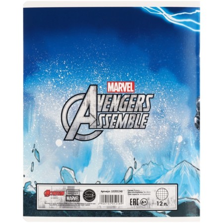 Notebook in a cage of 12 sheets, 5 types of mix, cover coated cardboard, avengers-7