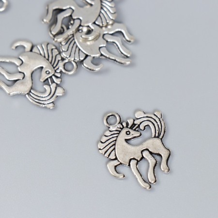 Decor for creativity Metal "Horse with a long mane" silver 2x1.6 cm-1