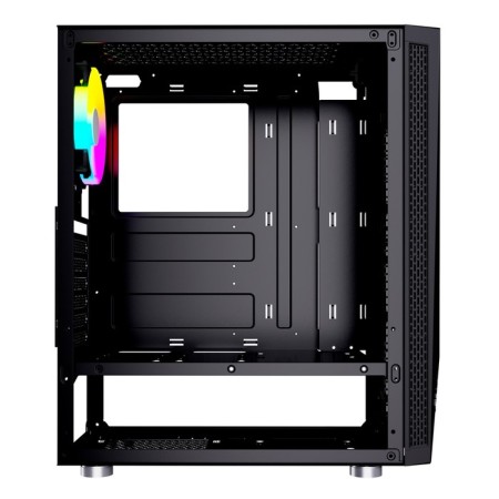 The GMNG GG-CC100 case is black without BP ATX 5x120mm 2xusb2.0 1xusb3.0 Audio Bott PSU-9