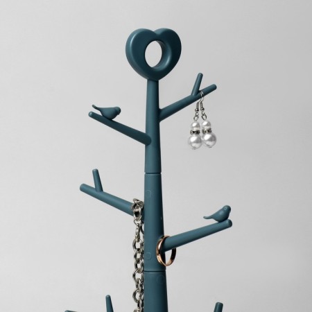 Standing for jewelry "Wood with heart", 18.3 × 36 cm, blue color-1
