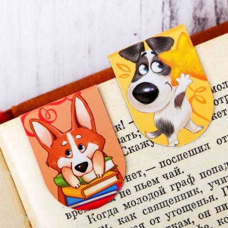 Magnetic bookmarks for books, 6 pcs "Let's read"-1