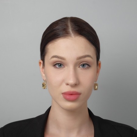Earrings with rhinestones "rectangle" party, color mix-8