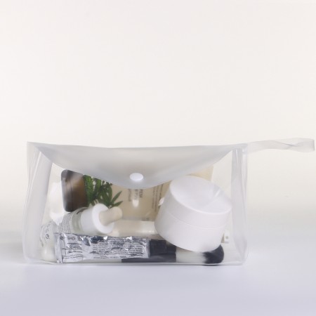 Cosmetic bag on the button, white color-1