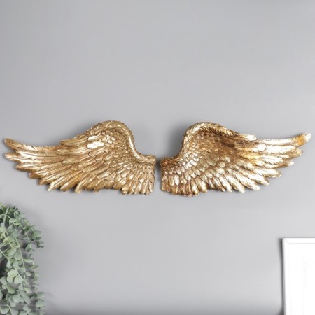 Souvenir Polystone wall decor "Golden Wings" set 2 pcs wing size 18x41x6 cm