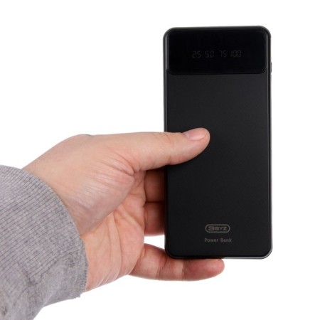 External BYZ W79, 10,000 mAh, Type-C, USB, 2 A, display, cable 4, display, black-9