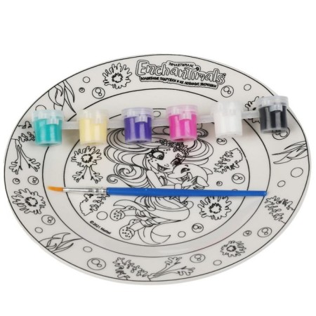 Set for creativity plate for painting "Enchantimals" 17.5 cm, 6 acr.kr, brush-1