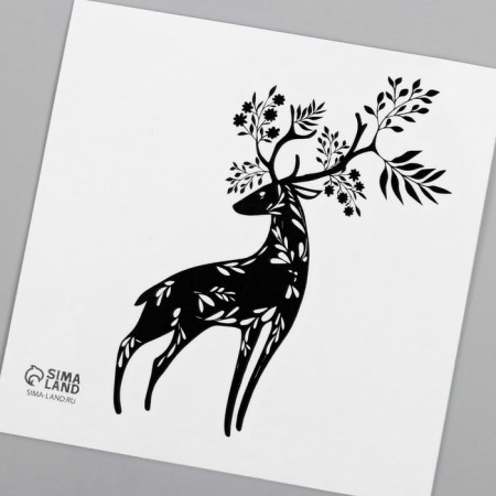 Tattoo on the body Black "Deer" 6x6 cm-5