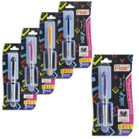 Fright pen Flair Inky + 2 pieces of spare cartridges, mix, in a blister-1
