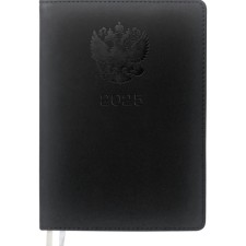 The weekly dated 2025, A4, 64 sheets, Devente.emblem, a solid cover of artificial leather with foam, lies, cream block 70 g/m2, black