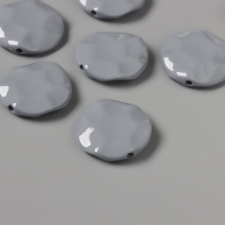 Acrylic beads for the work of the "flat crushed circle" gray 2.5x2.5x0.6 cm