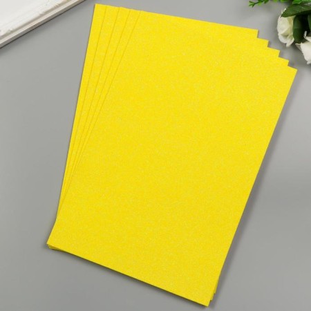 Foamiran "neon shine - yellow" adhesive base, 2 mm format A4 (set of 5 sheets)-2