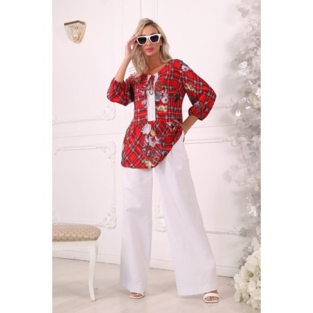 Female blouse, size 42, red color-4