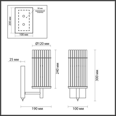 Bra Formia, 1x60W E14, bronze color, IP20-2
