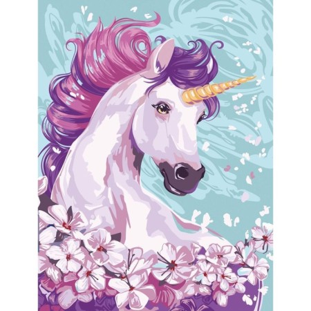 Diamond mosaic with full filling on the canvas "Unicorn", 30 x 40 cm-1