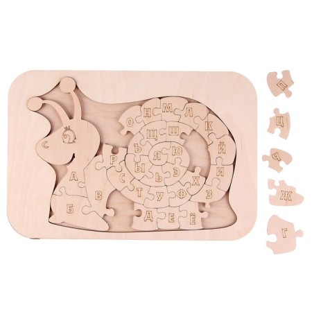 Wooden puzzle alphabet. Coloring "Snail"-1