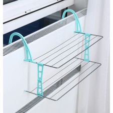 Drywall for linen on a radiator, 2 tiers, 65 × 23.5 × 36 cm, color gray color