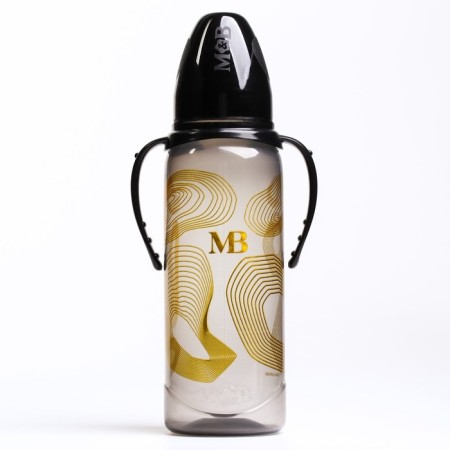 A bottle for feeding “M&B”, classic throat, with handles, 250 ml., 0 months, gold collection-6