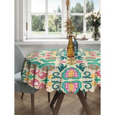 The tablecloth “Ethnic pattern with flowers”, round, Saten, d = 150 cm