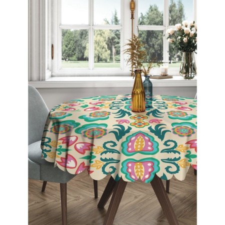 The tablecloth “Ethnic pattern with flowers”, round, Saten, d = 150 cm