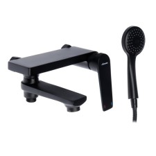 ACCOONA A63125F bath mixer, single -leaf, pour 181 mm, shower set, black