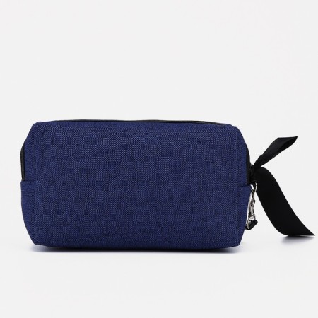 Cosmetic bag with a zipper, with a lining, blue color-1