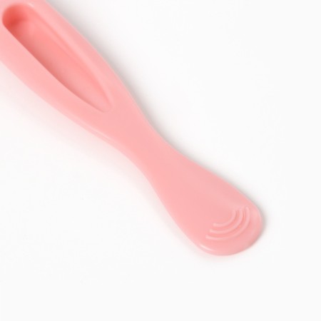 A spoon of children's silicone for feeding, pink color-5