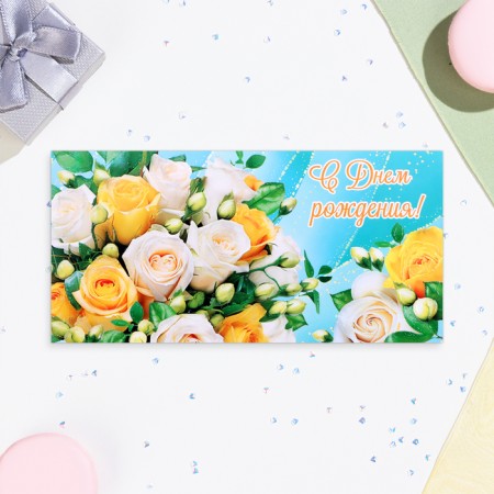 Money envelope "Happy Birthday!" bush roses, congruen, glitter, 16.5 x 8.5 cm-1