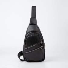 Sling bag, artificial leather, black color