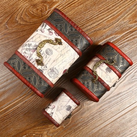 Casket wood chest (set 3 pcs) "Expedition" 9x6x7 cm; 14x9.5x9 cm; 19x13x13 cm-3