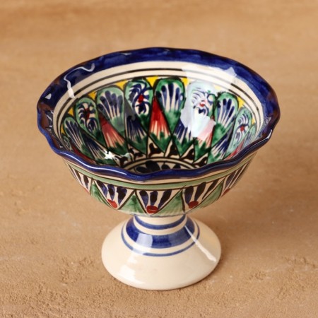 Candy of Rishtan ceramics "Flowers", blue 13 cm,-1
