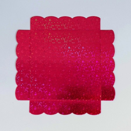 Cookie box, confectionery packaging with PVC lid, “burgundy stars”, 15 x 15 x 3 cm-4