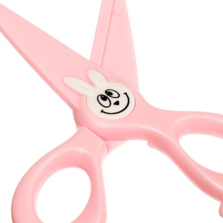 Scissors 11.8 cm plastic handles, rounded ends of the blades, bunny pink calligrata-4