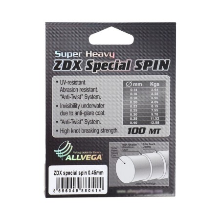 Flacks ALLVEGA ZDX SPECIAL Spin diameter 0.45 mm, test 15.4 kg, 100 m, transparent-2